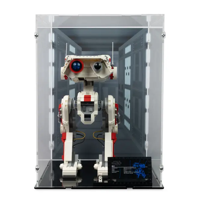 lego bd-1 in acrylic display box with vinyl printed background